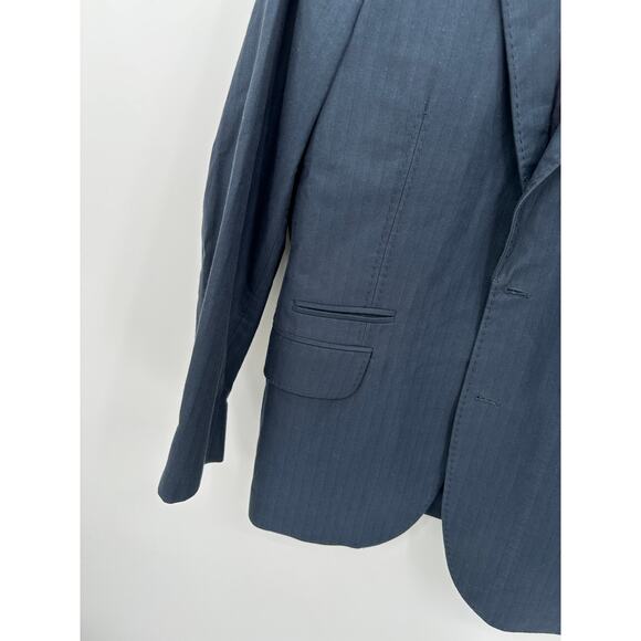 HE Homini Emerito by Mango Navy Blue Notch Lapel Jacket Men's Size Medium M - Picture 3 of 8